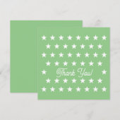 Carte De Remerciements Étoiles blanches sur fond vert (Devant / Derrière)