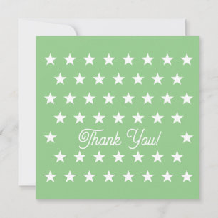 Carte De Remerciements Étoiles blanches sur fond vert