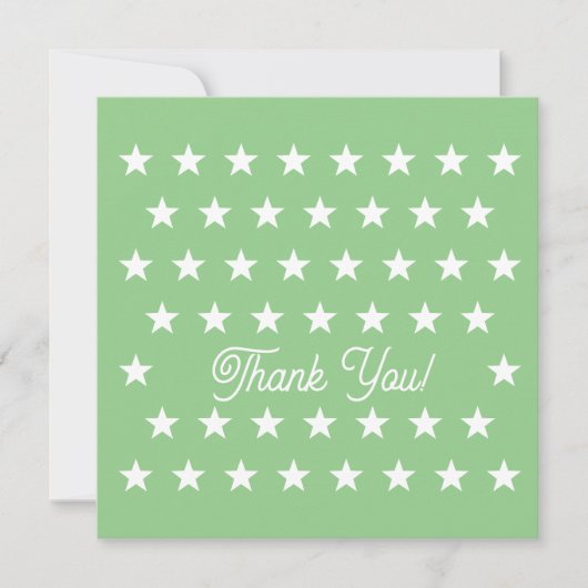 Carte De Remerciements Étoiles blanches sur fond vert (Devant)