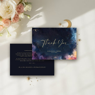 Carte De Remerciements Étoiles cadeau céleste Galaxie cosmique Minuit Ble