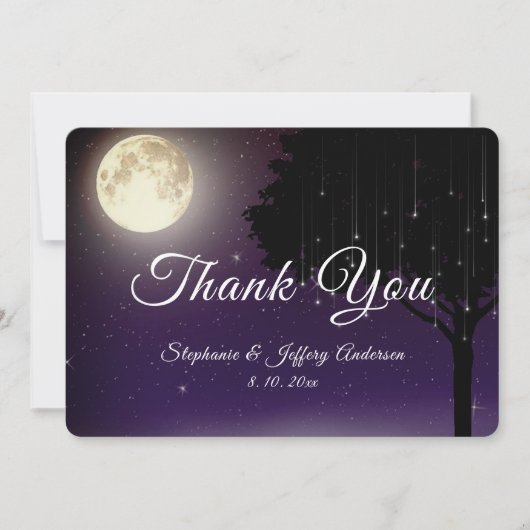 Carte De Remerciements Étoiles célestes Mariage de la chaîne de lune (Devant)