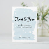 Carte De Remerciements Étoiles d'aquarelle bleu simple (Debout devant)