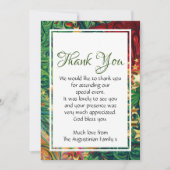 Carte De Remerciements ÉTOILES DE NOËL Rouge Vert Or Rétro Festif (Devant)