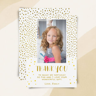 Carte De Remerciements Étoiles Dorées Faux Paillettes Anniversaire Enfant