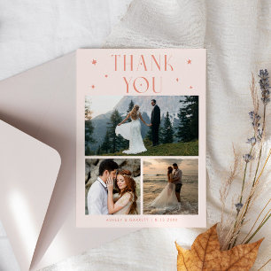 Carte De Remerciements Étoiles Élégantes Mariage Multi Photo Pêche