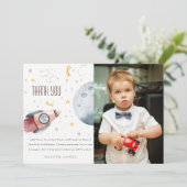 Carte De Remerciements Étoiles mignonnes de l'espace Planètes Anniversair (Debout devant)