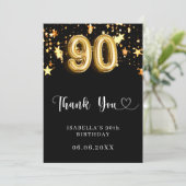 Carte De Remerciements étoiles noires de 90e anniversaire (Debout devant)