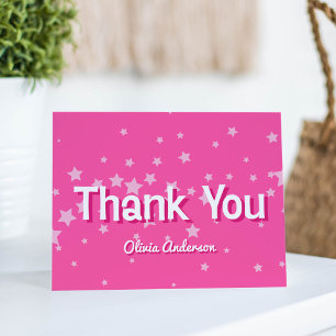 Carte De Remerciements Étoiles Rose Rétro Anniversaire Mariage Enterremen