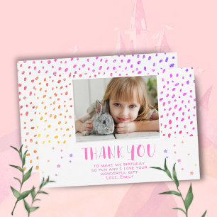 Carte De Remerciements Étoiles roses colorées Anniversaire Enfants Photo