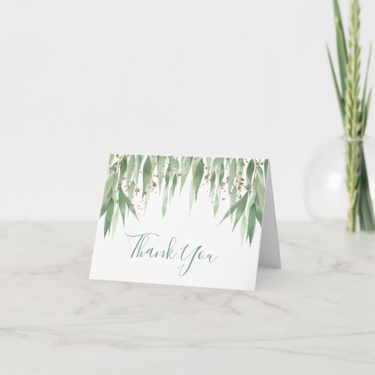 Carte De Remerciements Eucalyptus aquarelle Feuilles suspendus (Devant)