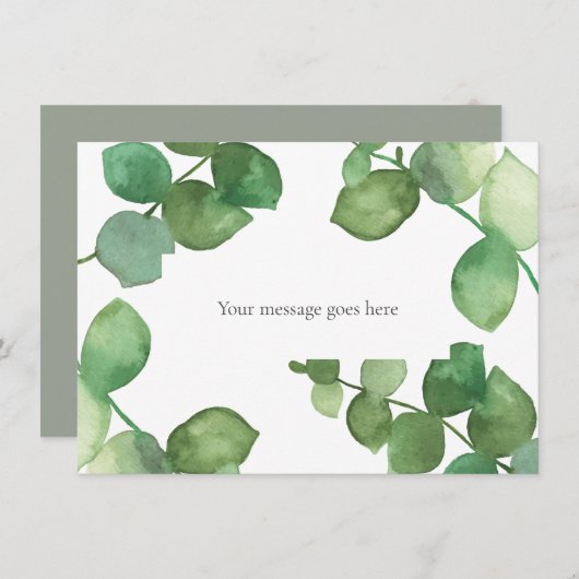 Carte De Remerciements Eucalyptus Boho Verdure Votre Message (Devant / Derrière)