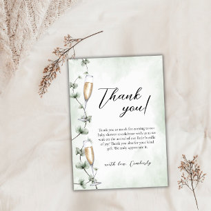 Carte De Remerciements Eucalyptus Brunch Champagne Baby shower de jardin