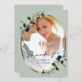 Carte De Remerciements Eucalyptus Calligraphie Moderne Code QR Photo Mari (Devant / Derrière)