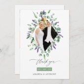 Carte De Remerciements Eucalyptus et Lavender Mariage de verdure (Devant / Derrière)