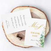 Carte De Remerciements Eucalyptus et or Mariage Monogramme