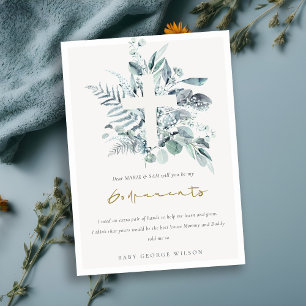Carte De Remerciements Eucalyptus Fauna Cross Godparents Proposition Invi