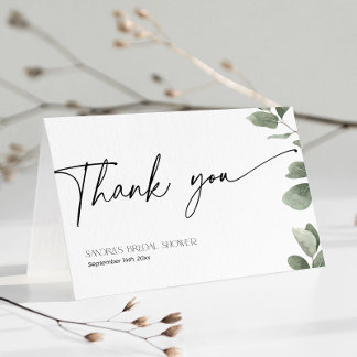 Carte De Remerciements Eucalyptus Fête des mariées Sage Vert