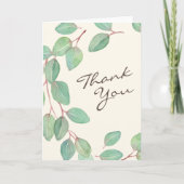 Carte De Remerciements Eucalyptus Feuilles écossais en vert (Devant)
