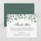 Carte De Remerciements Eucalyptus funéraire Aquarelle (Devant / Derrière)