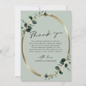 Carte De Remerciements Eucalyptus Gold Moderne Calligraphie Sage Mariage (Devant)
