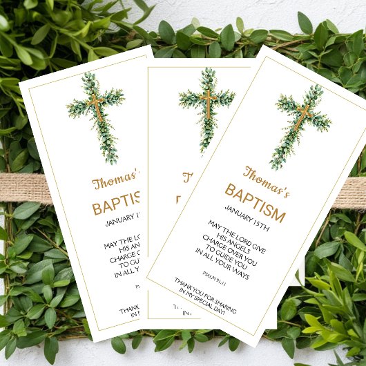 Carte De Remerciements Eucalyptus Greenery Baptism Favor Bookmak