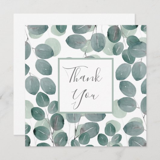 Carte De Remerciements Eucalyptus Moderne 2 (Devant / Derrière)