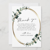 Carte De Remerciements Eucalyptus Moderne Calligraphie Mariage Sage blanc (Devant)