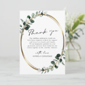 Carte De Remerciements Eucalyptus Moderne Calligraphie Mariage Sage blanc (Debout devant)