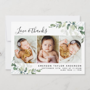 Carte De Remerciements Eucalyptus Photo Baby