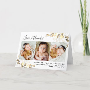 Carte De Remerciements Eucalyptus Photo Bébé Statistiques de naissance re