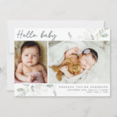 Carte De Remerciements Eucalyptus Photo Bonjour bébé (Devant)