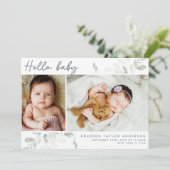 Carte De Remerciements Eucalyptus Photo Bonjour bébé (Debout devant)