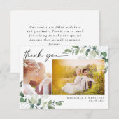 Carte De Remerciements Eucalyptus Photo Mariage moderne (Devant / Derrière)