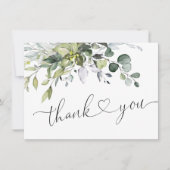 Carte De Remerciements Eucalyptus simple et élégant Aquarelle verte (Devant)