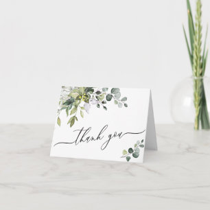 Carte De Remerciements Eucalyptus simple et élégant Aquarelle verte