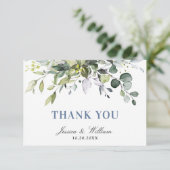 Carte De Remerciements Eucalyptus simple et élégant Aquarelle verte (Debout devant)