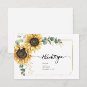 Carte De Remerciements Eucalyptus tournesol vert Mariage floral (Devant / Derrière)
