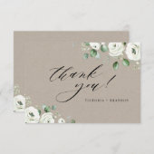 Carte De Remerciements Eucalyptus verdure blanc floral rustique (Devant / Derrière)