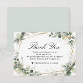 Carte De Remerciements Eucalyptus Verdure Botanique Mariage géométrique (Devant / Derrière)