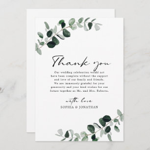 Carte De Remerciements Eucalyptus Verdure Mariage de calligraphie moderne
