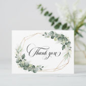 Carte De Remerciements Eucalyptus Verdure Rustique Mariage géométrique Me (Debout devant)
