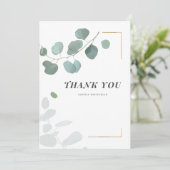 Carte De Remerciements Eucalyptus Verdure Succulents Gold Frame (Debout devant)