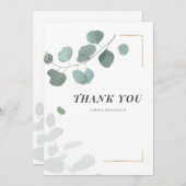 Carte De Remerciements Eucalyptus Verdure Succulents Gold Frame (Devant / Derrière)