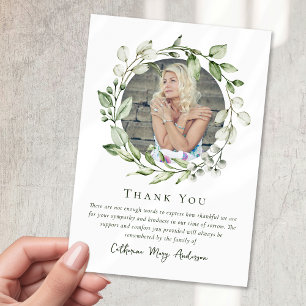 Carte De Remerciements Eucalyptus Wreath Photo Sympathy Funeral Memorial