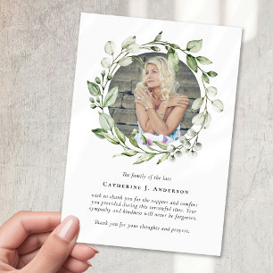 Carte De Remerciements Eucalyptus Wreath Photo Sympathy Funeral Memorial