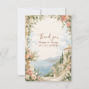Carte De Remerciements Évasion de mariage tropicale luxe rose doré