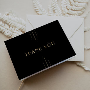 Carte De Remerciements EVERLY Élégant Mariage Art Déco Noir et Or