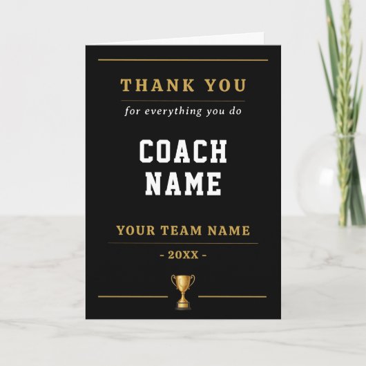 Carte De Remerciements Everything You Do Trophy Coach Name (Devant)