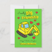 Carte De Remerciements Excavateur Construction Digger Classe Valentine (Devant)