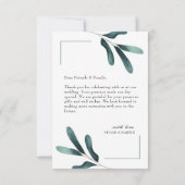 Carte De Remerciements Exemple de Mariage photo Eucalyptus de verdure (Dos)